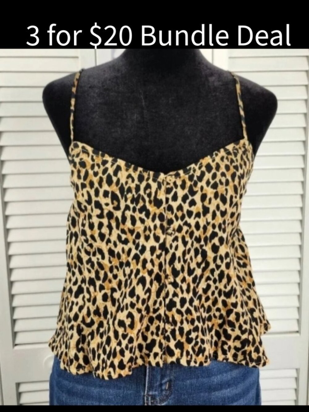 Amuse Society Camisole Animal Print Open Back Women's size Large